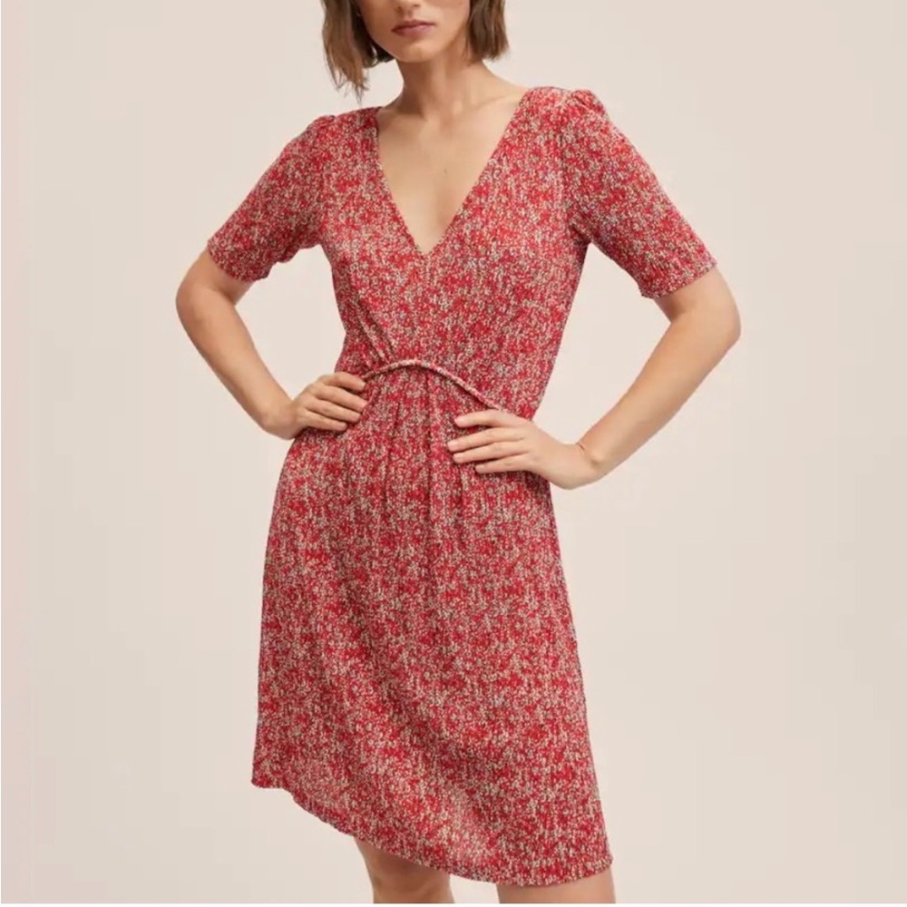 Mango Red Floral Mini Dress
